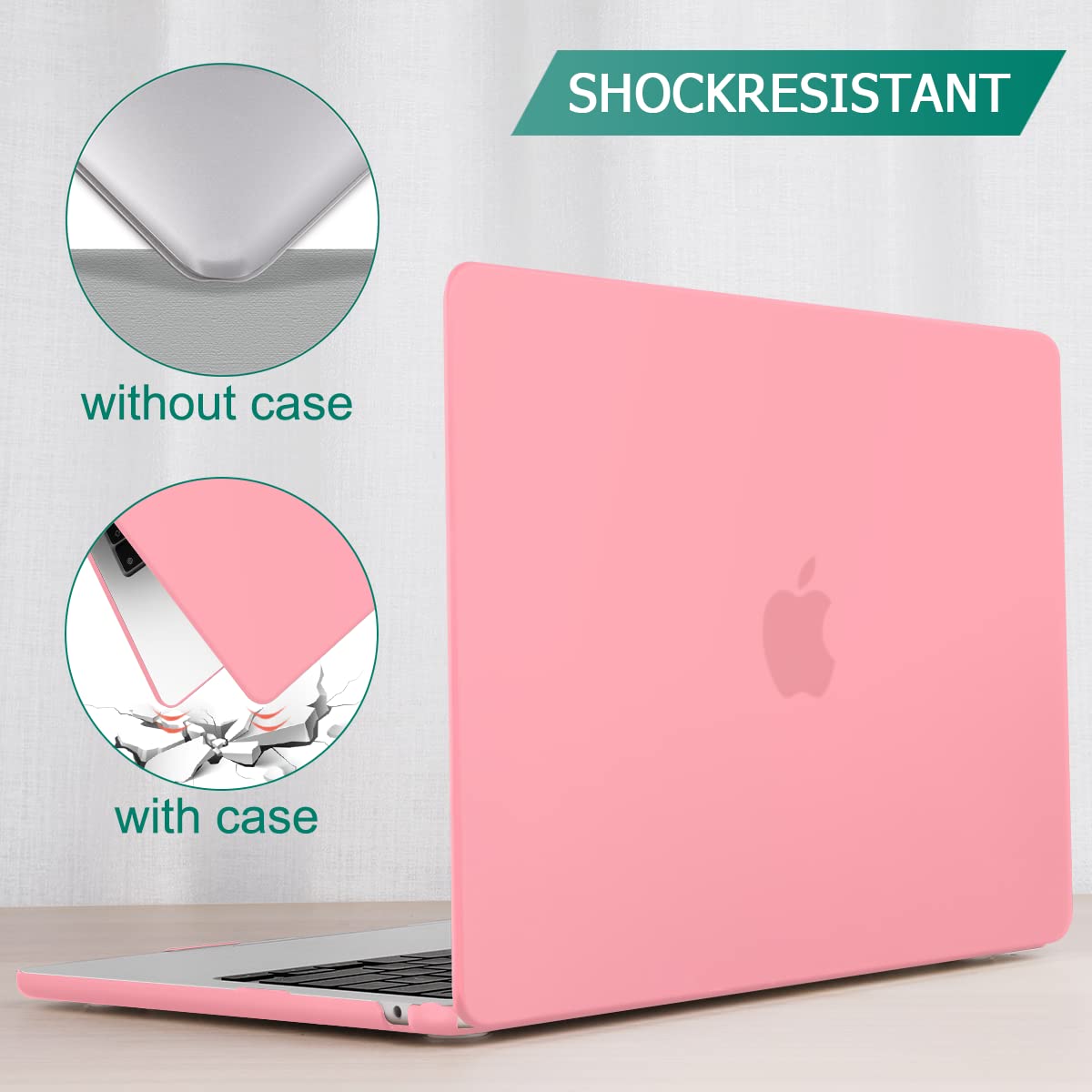 Pink Hard Shell Case & Keyboard Cover for MacBook Air 13" M2 2023 2022