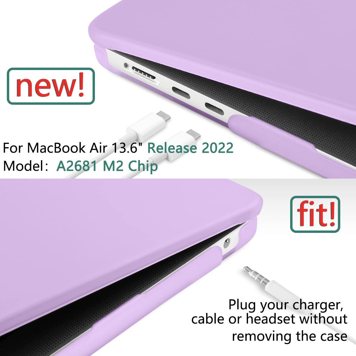 2023-2022 MacBook Air 13in Hard Shell Case, Purple