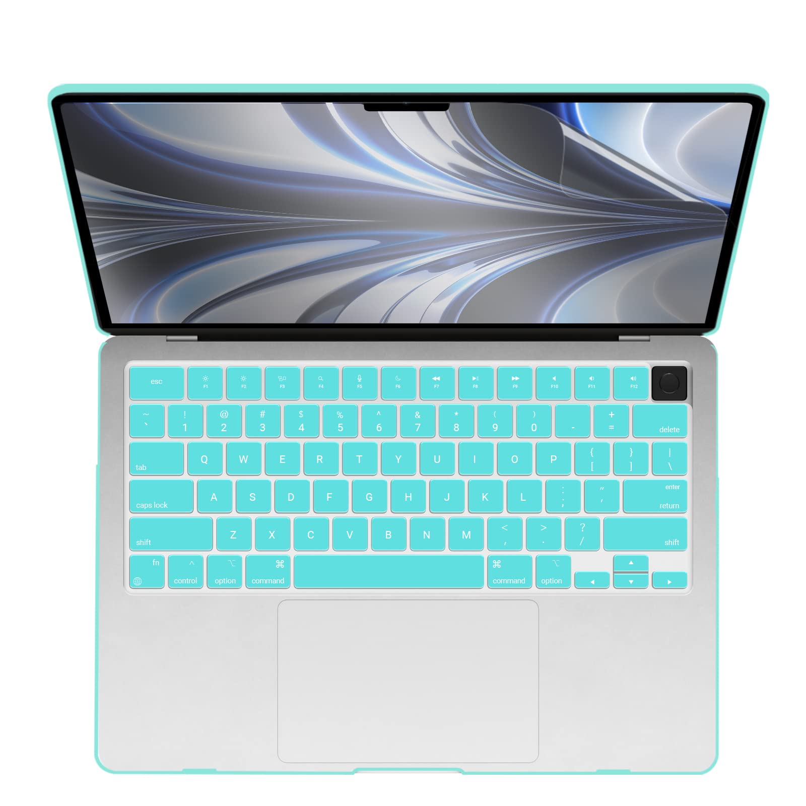 Turquoise Hard Shell Case & Keyboard Cover for 2023-2022 MacBook Air 13 inch M2 A2681