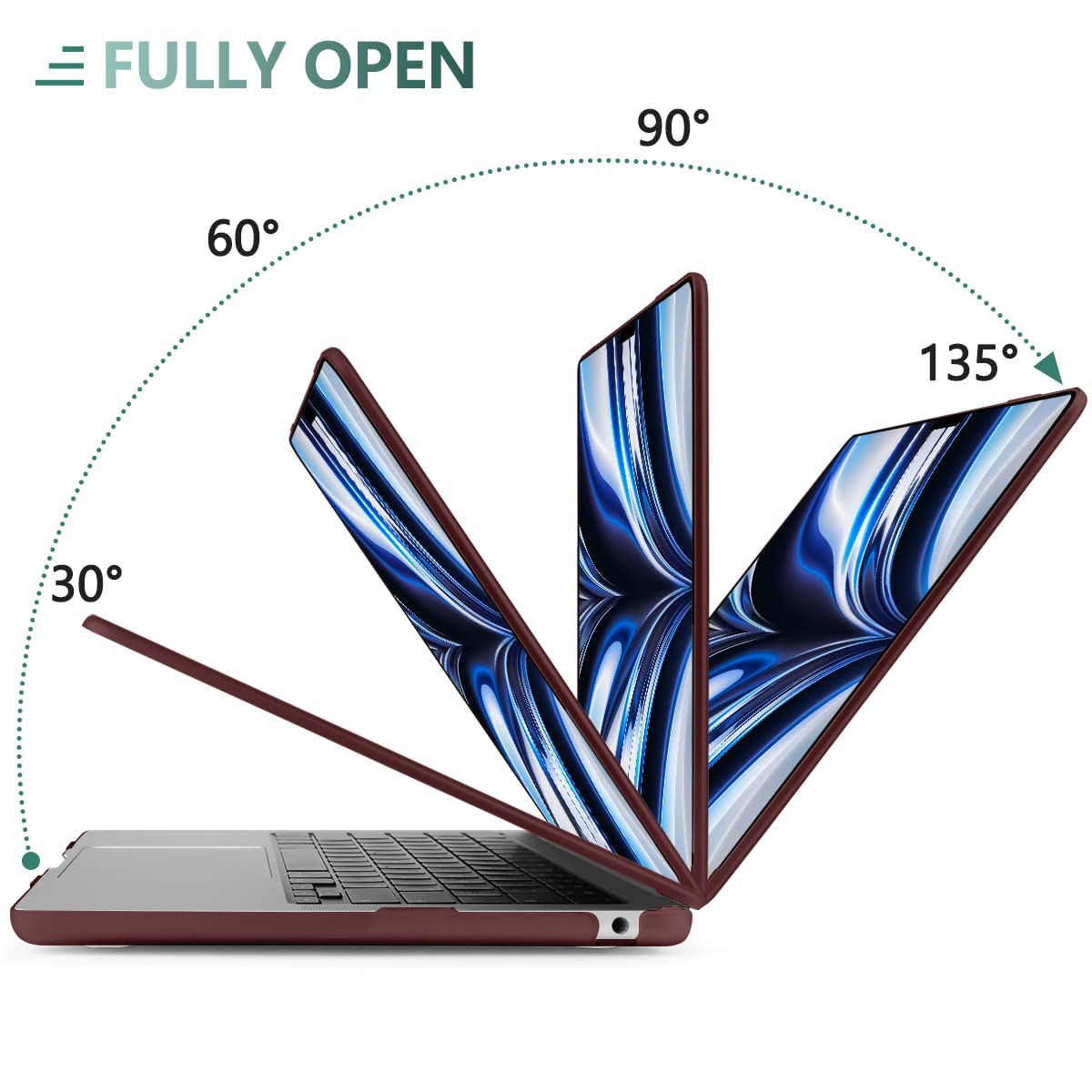 Suitable for 2023 2022 MacBook Air 13 inch case M2 Model A2681 Hard Shell Case Keyboard Cover Wine Red
