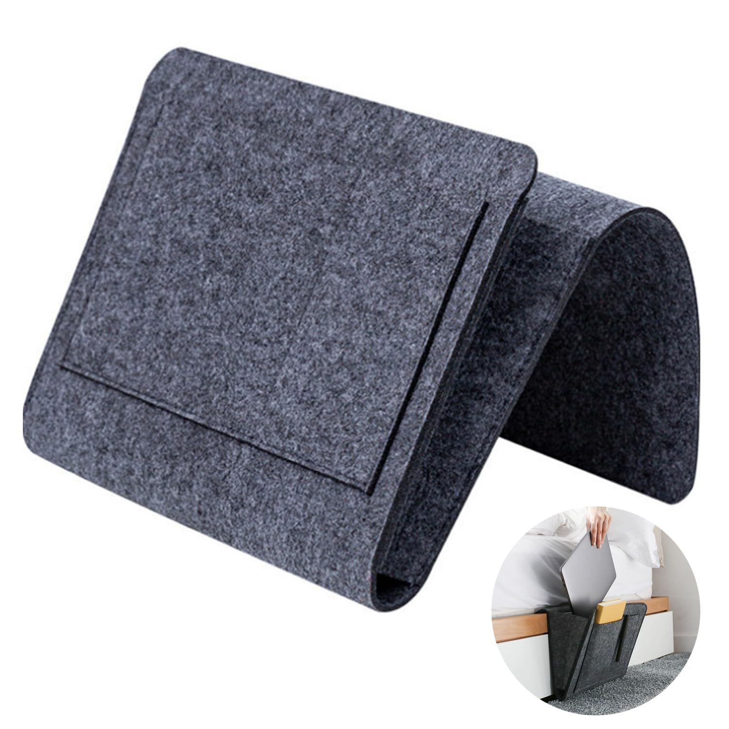 Durable Felt Bedside Caddy with Multiple Pockets, Dark Grey