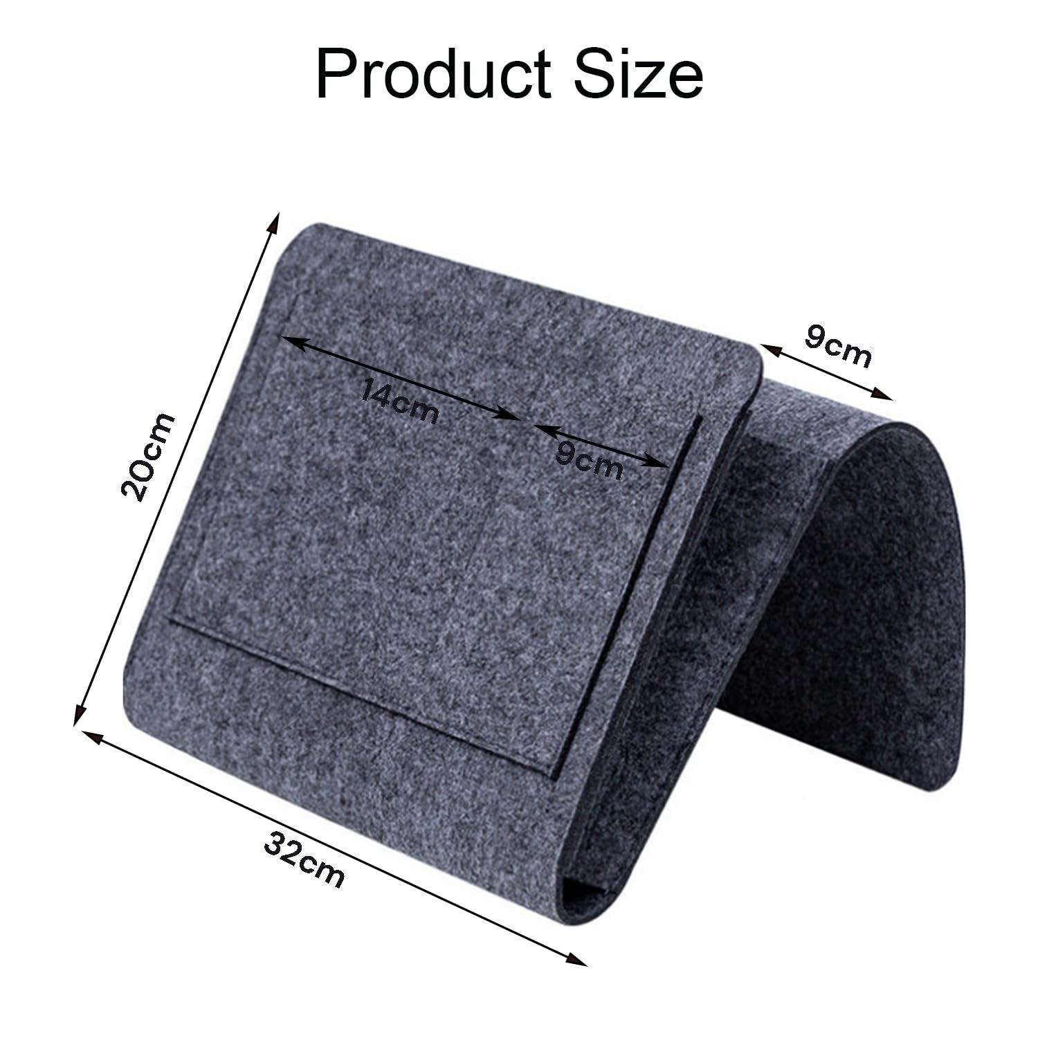 Durable Felt Bedside Caddy with Multiple Pockets, Dark Grey