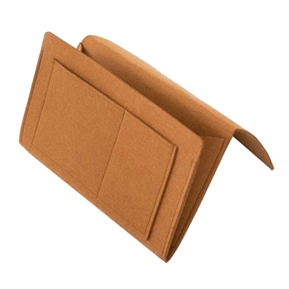 Durable Felt Bedside Organizer for Books and Remotes - Khaki