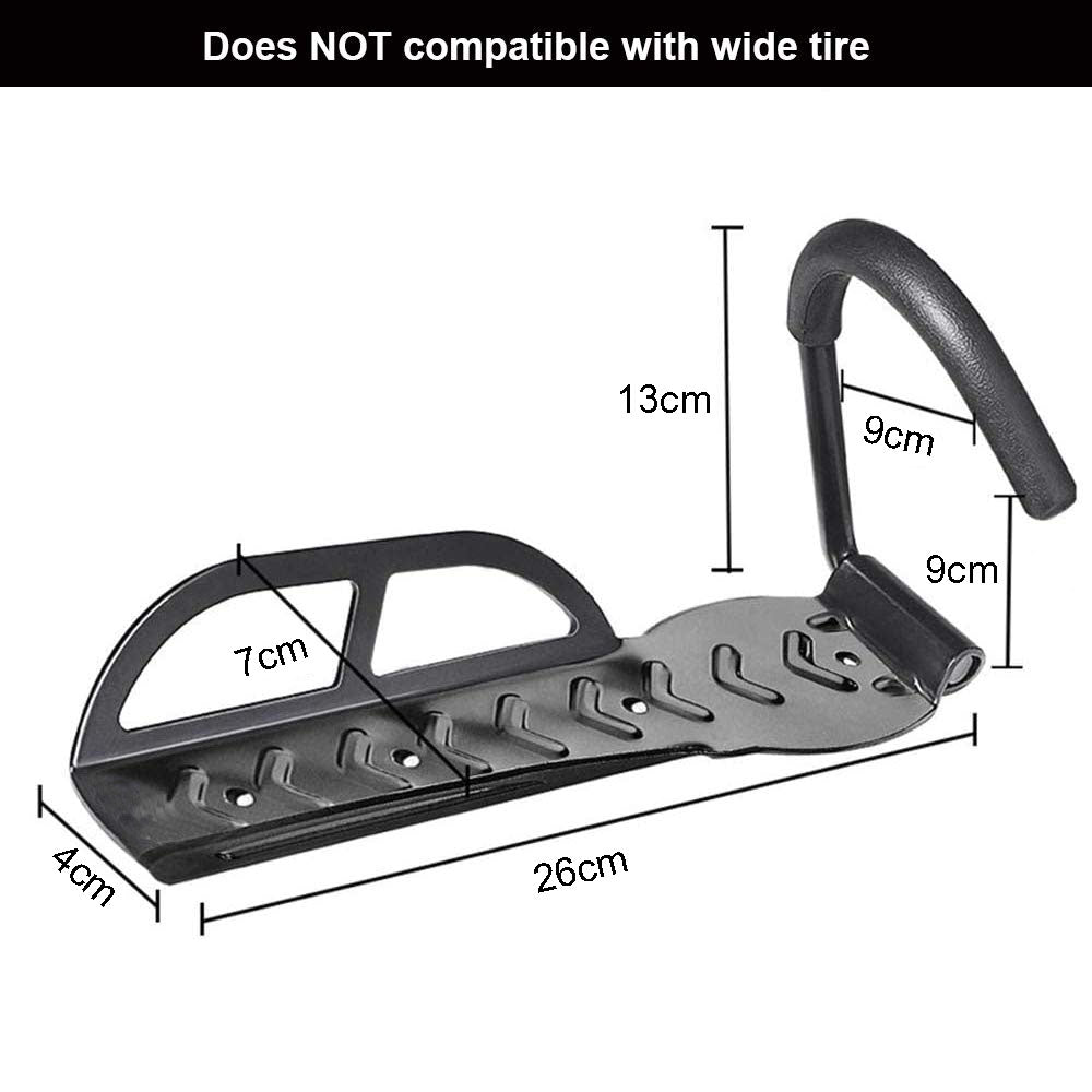 Rubber Coated Wall Mount Bike Rack with J-Hook, 1x Bicycle Hanger