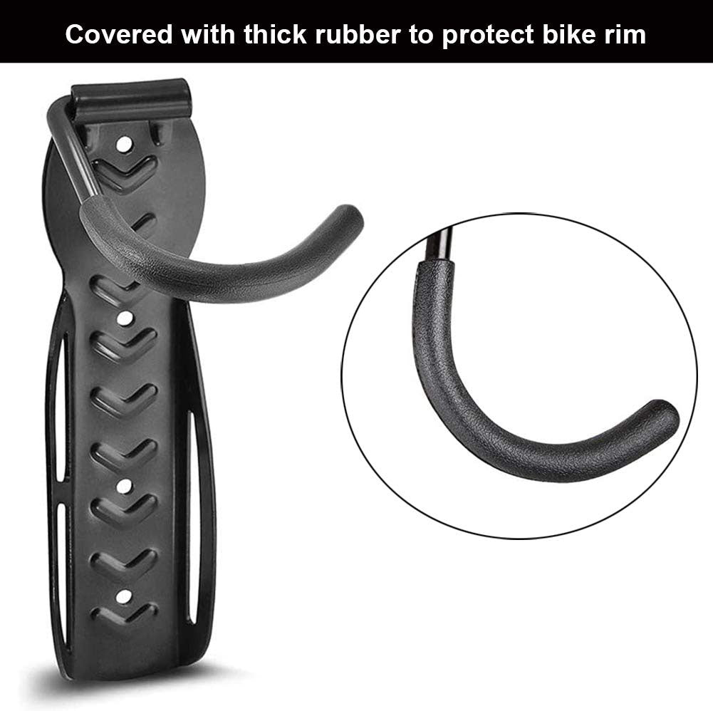 Rubber Coated Wall Mount Bike Rack with J-Hook, 1x Bicycle Hanger