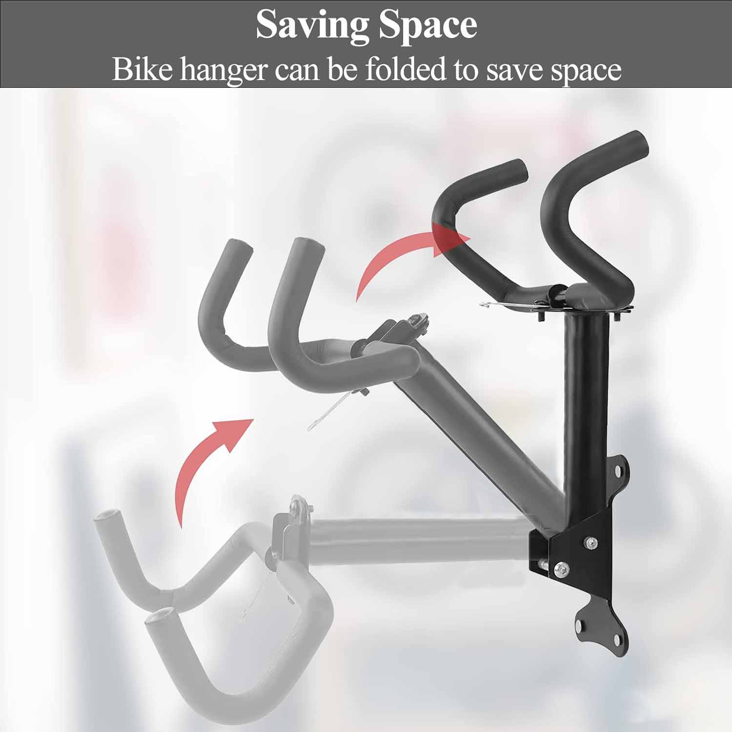 Adjustable Bike Wall Mount with Non-Slip Padding, Metal, 50kg