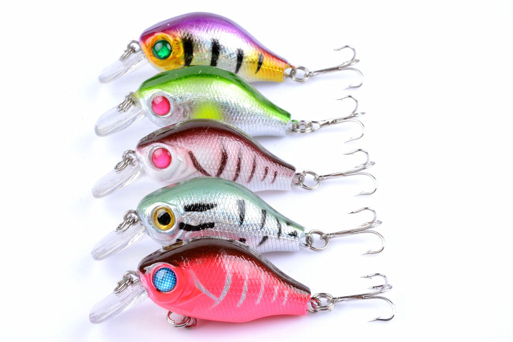 5x 5.5cm Topwater Popper Crank Bait Fishing Lures