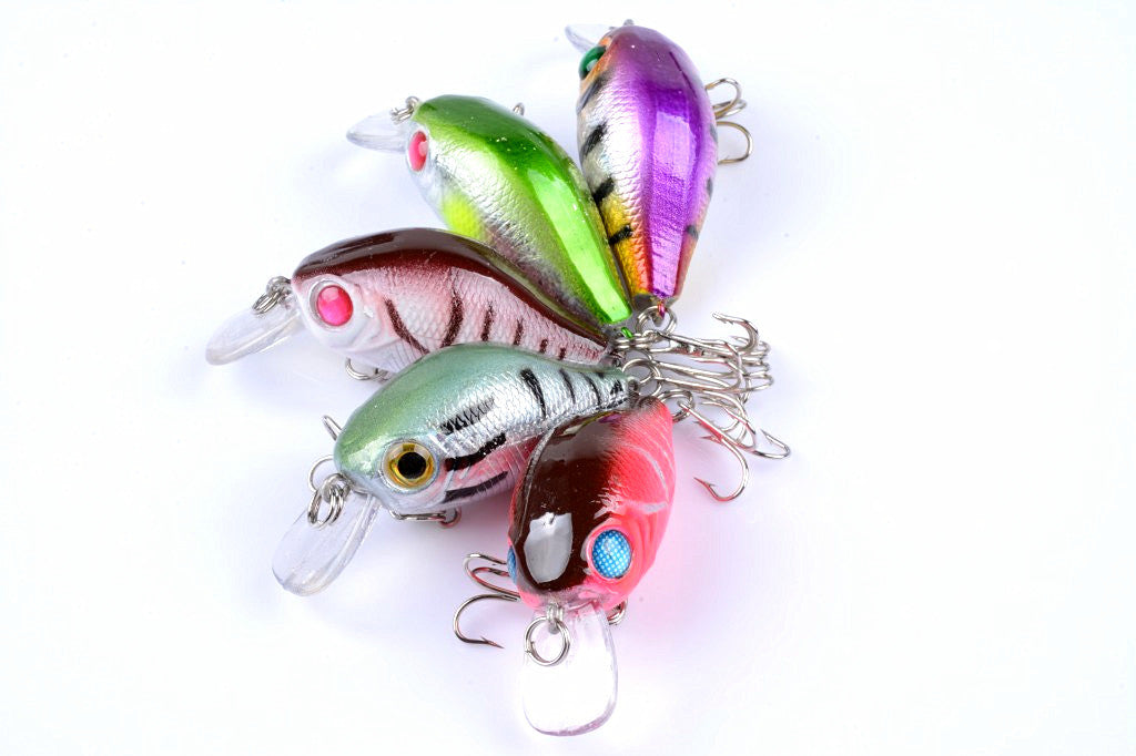 5x 5.5cm Topwater Popper Crank Bait Fishing Lures