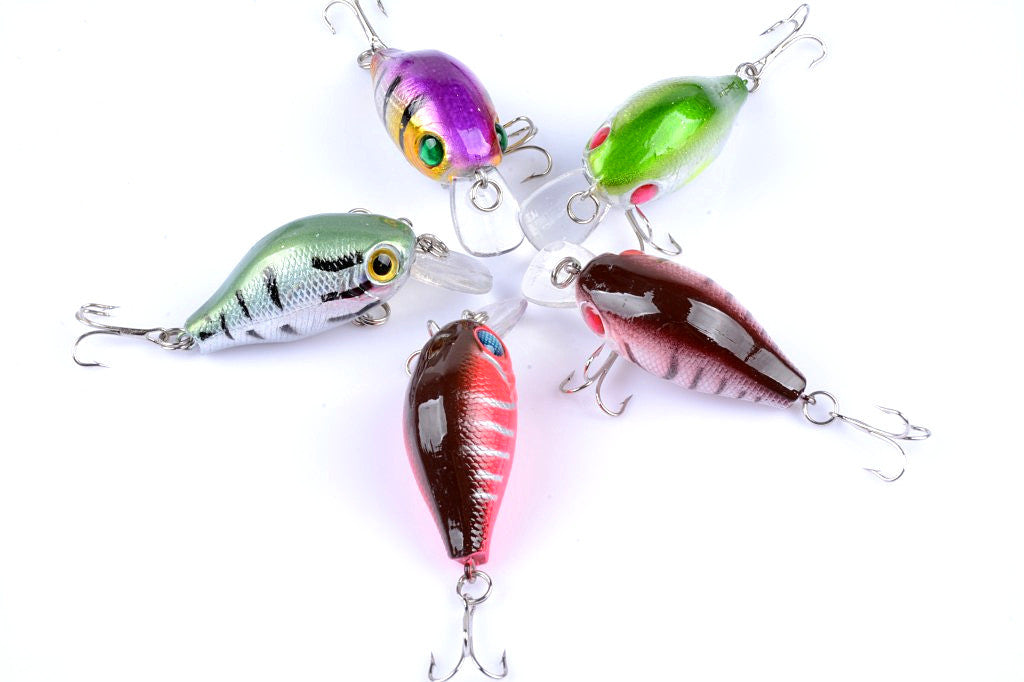 5x 5.5cm Topwater Popper Crank Bait Fishing Lures