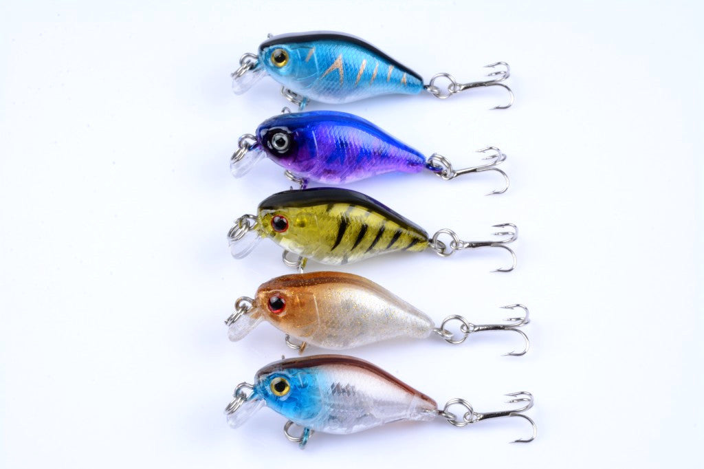 5x 4.3cm Popper Crank Bait Lures Sharp Hooks, Saltwater