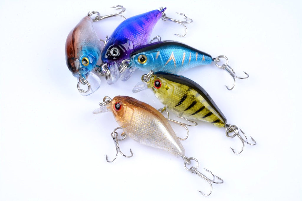 5x 4.3cm Popper Crank Bait Lures Sharp Hooks, Saltwater