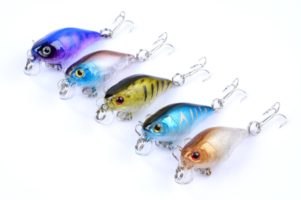 5x 4.3cm Popper Crank Bait Lures Sharp Hooks, Saltwater