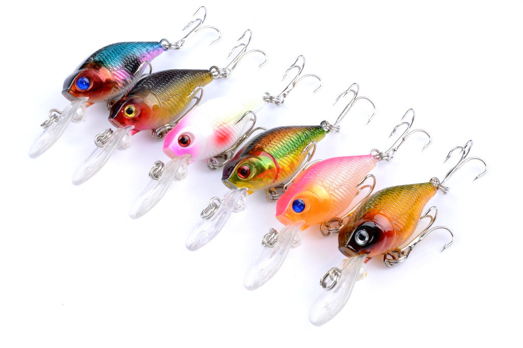 6x 6cm 7.1g Popper Crank Bait Fishing Lures w/ Hooks