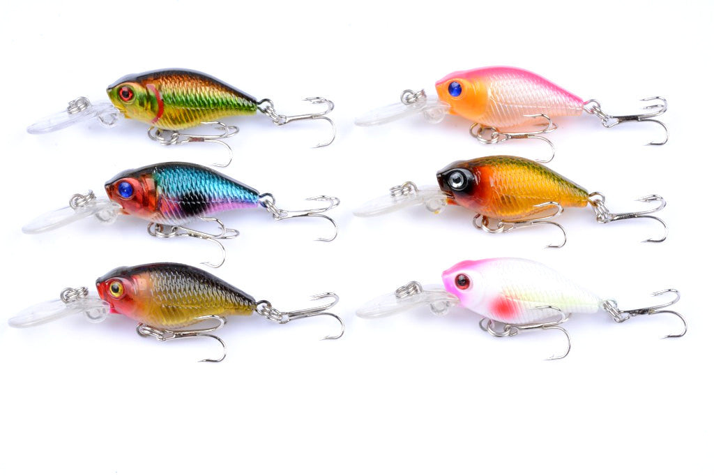 6x 6cm 7.1g Popper Crank Bait Fishing Lures w/ Hooks