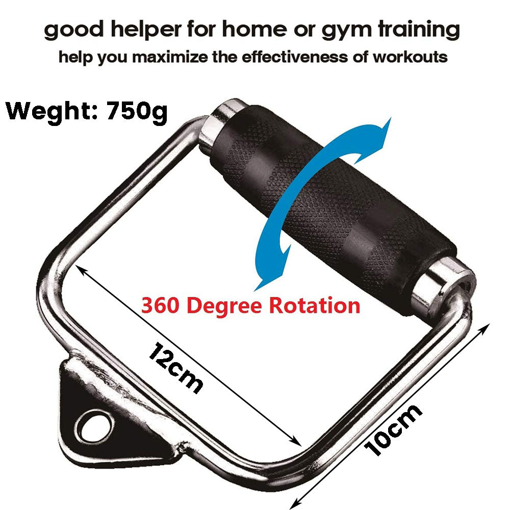 Rotatable Solid Steel D Handle for Cable Machines