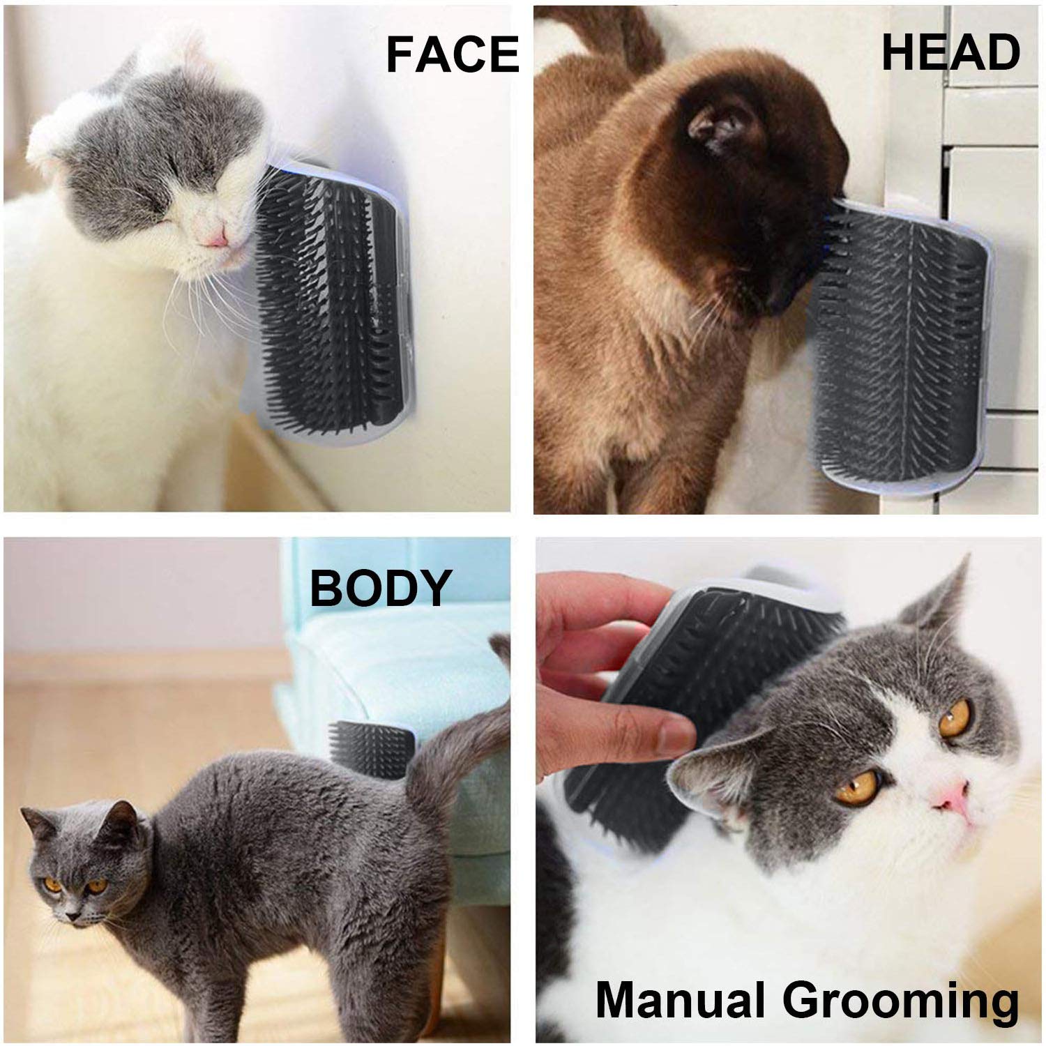 Durable Cat Self Groomer Brush with Catnip and Comb