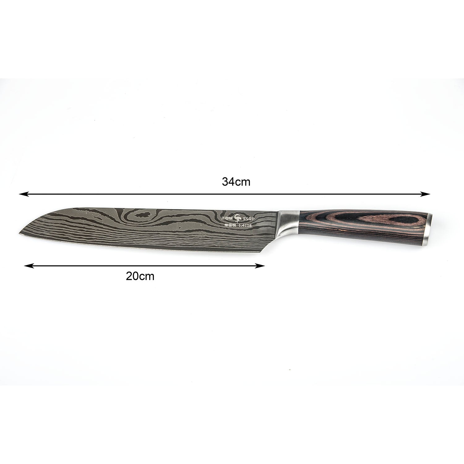 34cm High Carbon Stainless Steel Chef Knife, Ergonomic Handle