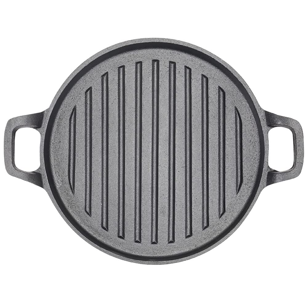 Preseasoned Cast Iron Round Griddle Plate, 30cm, BBQ, All-Stove