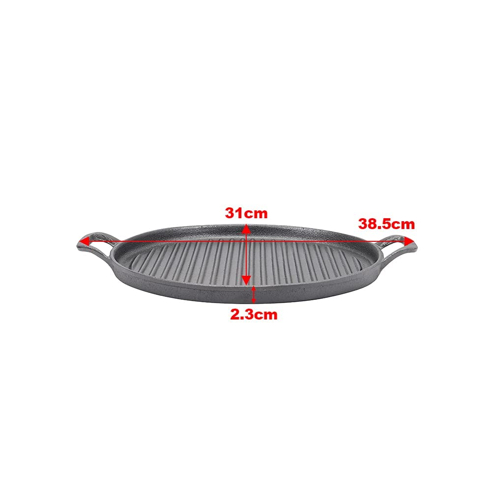 Preseasoned Cast Iron Round Griddle Plate, 30cm, BBQ, All-Stove