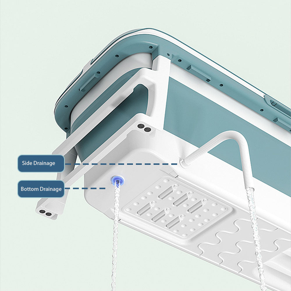 Foldable Large 135cm Massage Bathtub with Drain, Portable