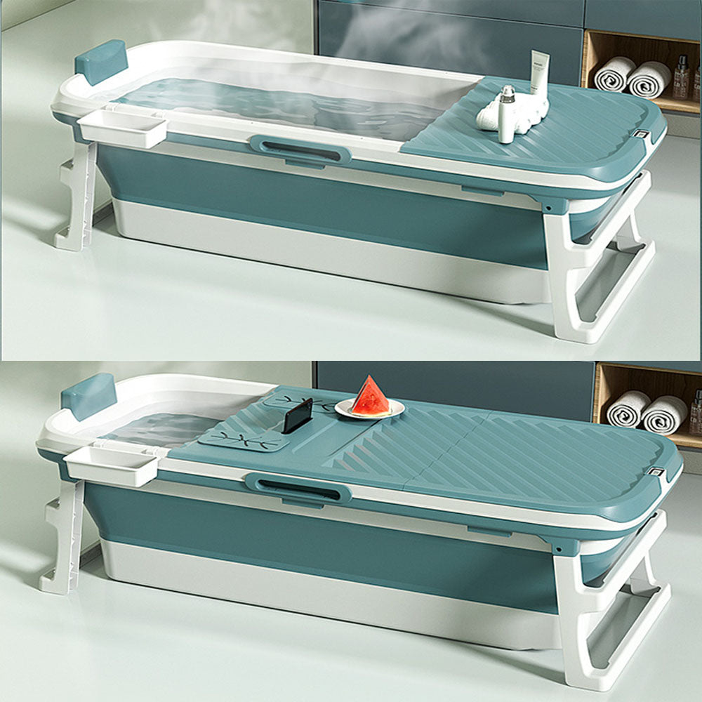 Foldable Large 135cm Massage Bathtub with Drain, Portable