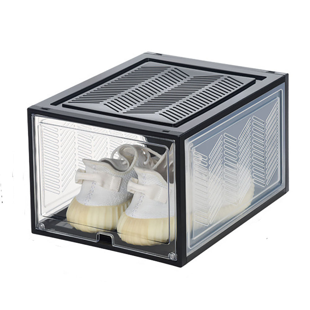 Stackable Shoe Storage Boxes with Clear Magnetic Door