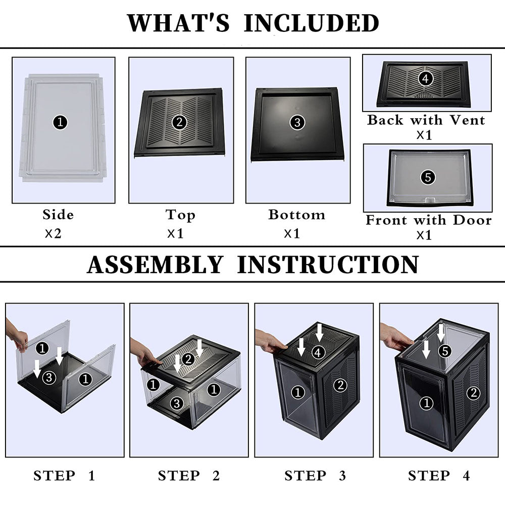 Stackable Shoe Storage Boxes with Clear Magnetic Door