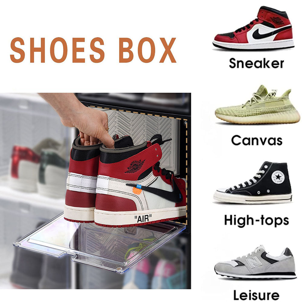 Stackable Shoe Storage Boxes with Clear Magnetic Door