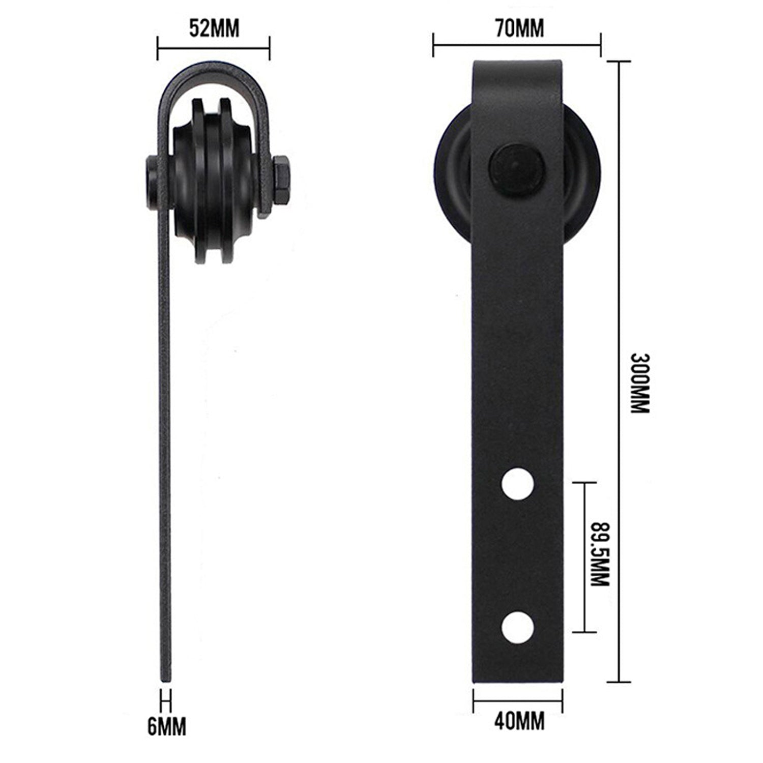 Heavy Duty Sliding Barn Door Hardware Kit, 1.8m, Carbon Steel