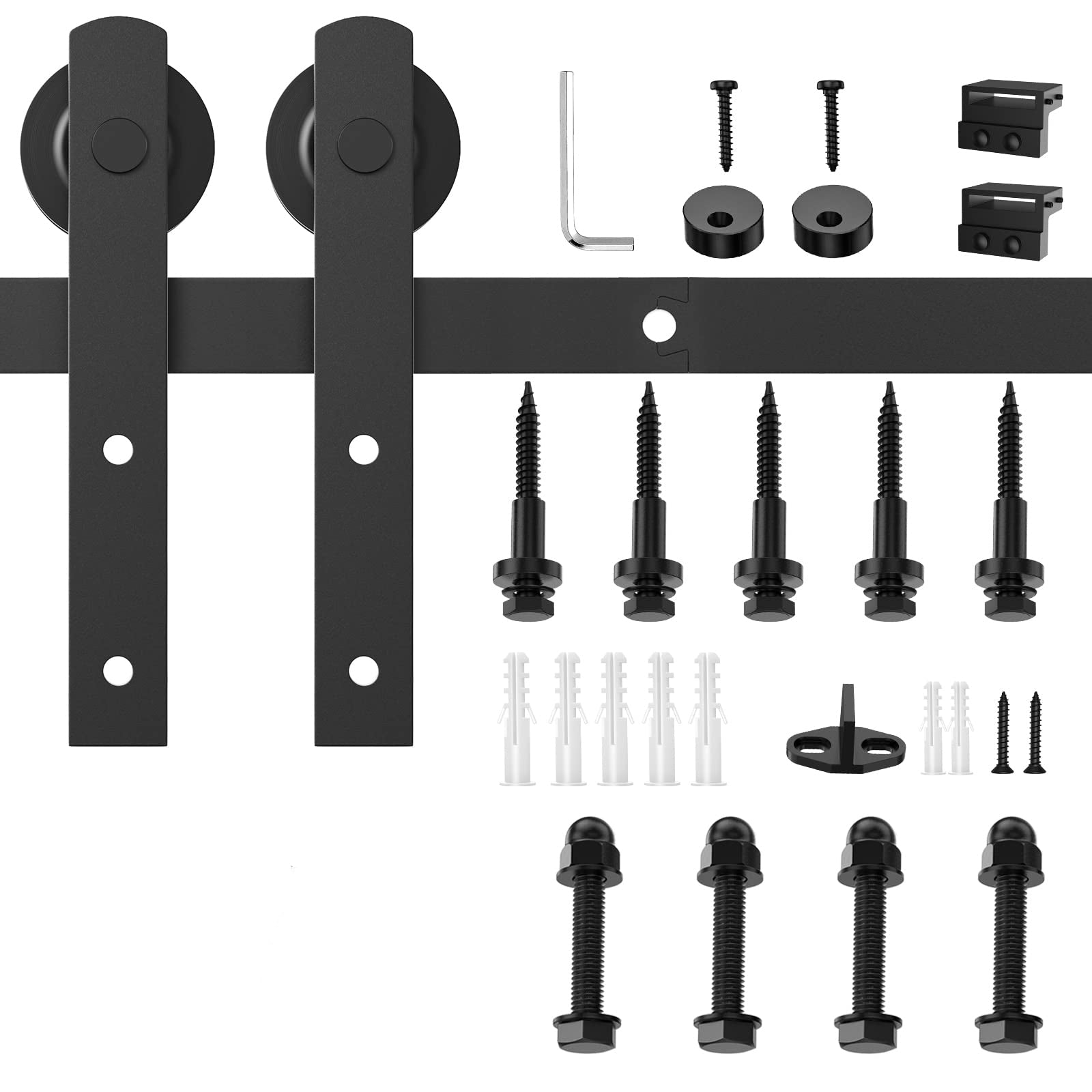 Heavy Duty Sliding Barn Door Hardware Kit, 1.8m, Carbon Steel