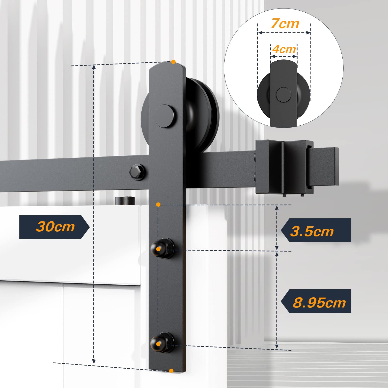 Heavy Duty Sliding Barn Door Hardware Kit, 1.8m, Carbon Steel