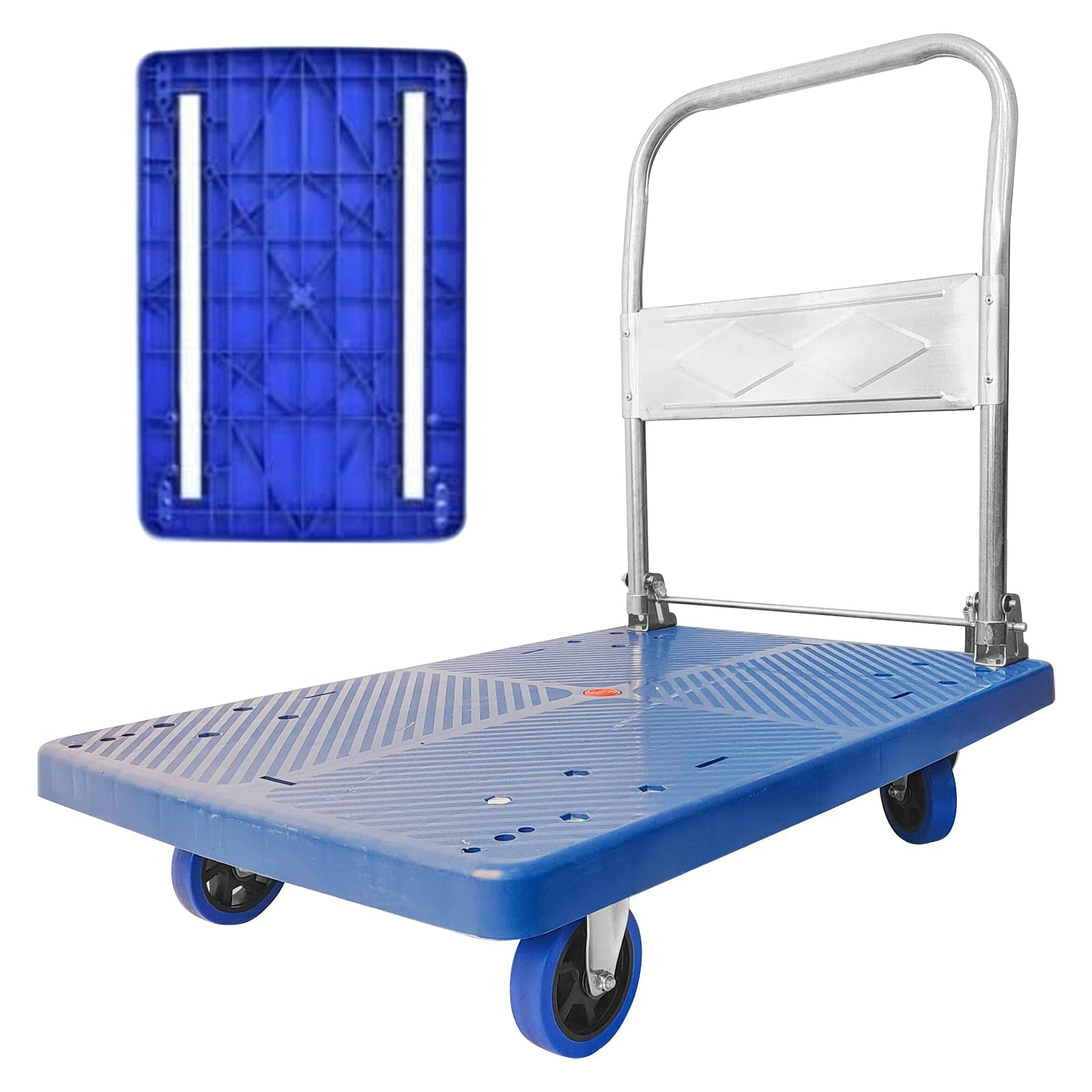 150kg Foldable Platform Dolly with Swivel PU Wheels