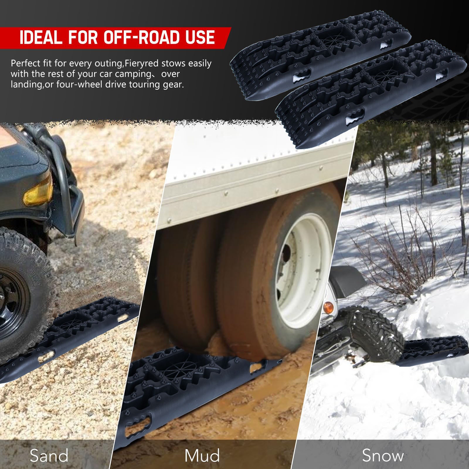 Heavy-Duty Flexible Traction Boards 4WD Rescue Mat - 2 PCS