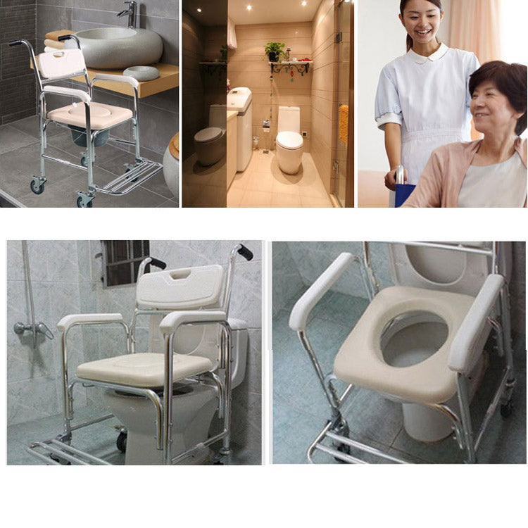 3-in-1 Rolling Wheelchair Commode Shower Chair, 5.7L Bucket