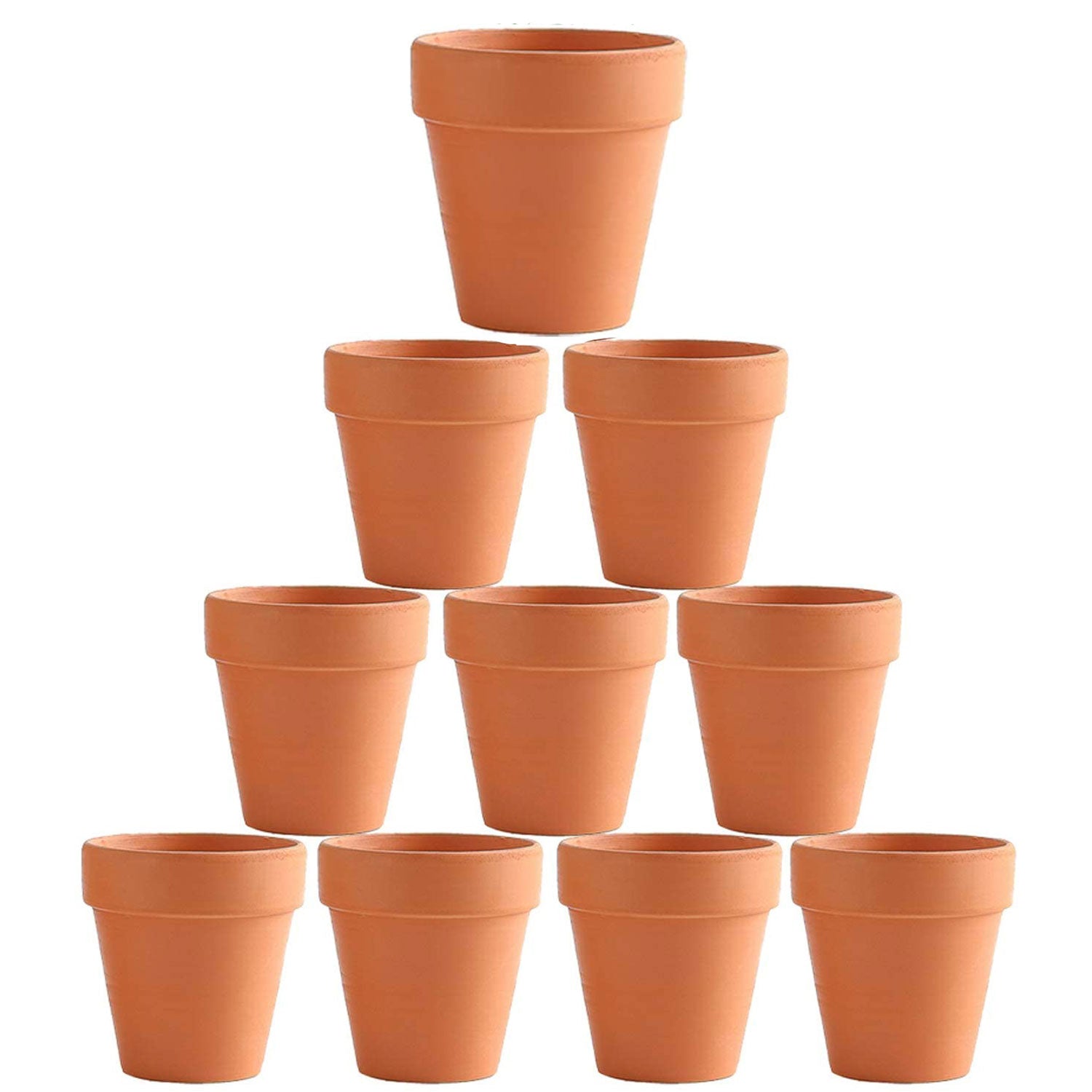 10x 8cm Terracotta Flower Pots with Drainage Holes