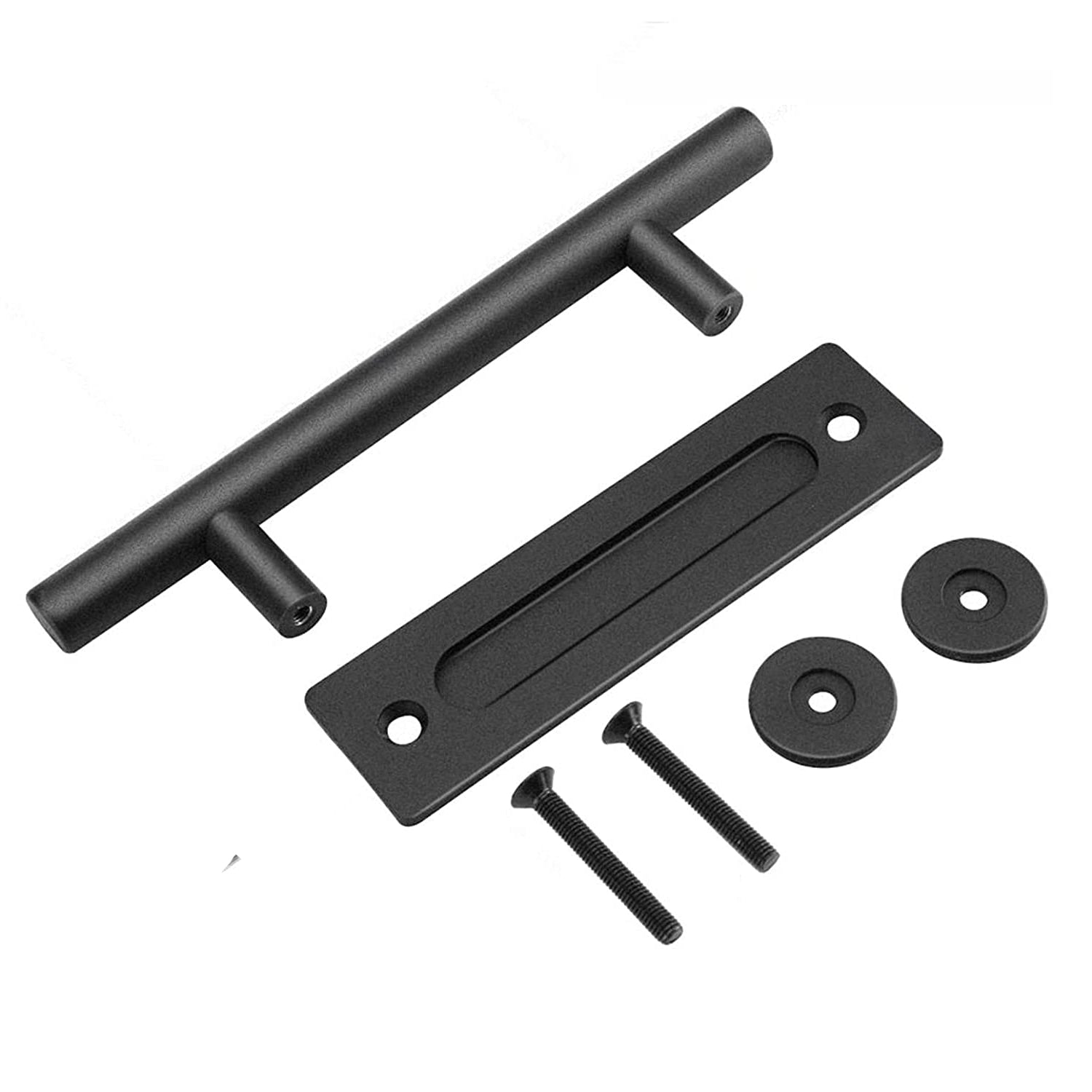 Matte Black 30cm Barn Door Handle Set, Rust-Resistant