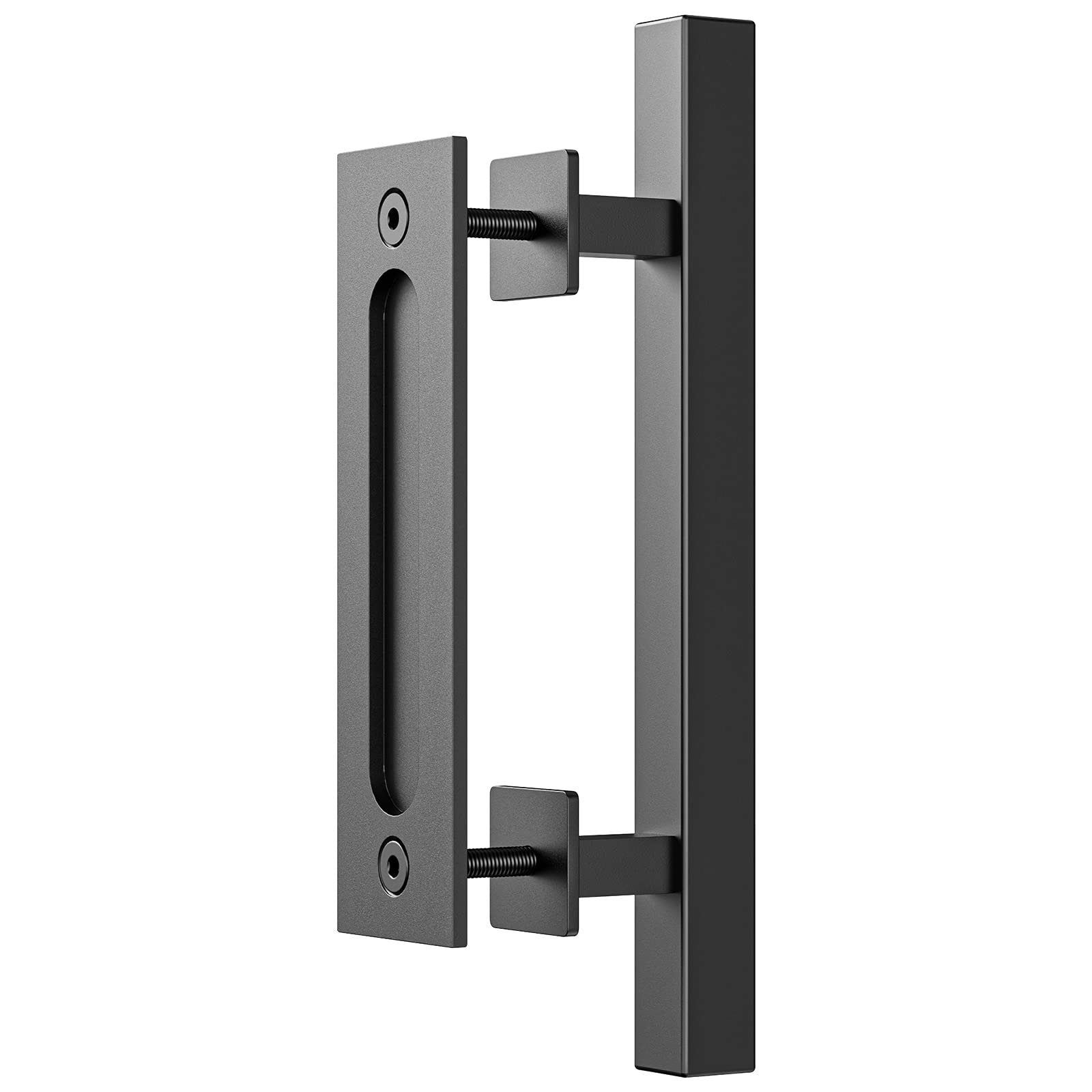 Matte Black 30cm Pull and Flush Barn Door Handle Set