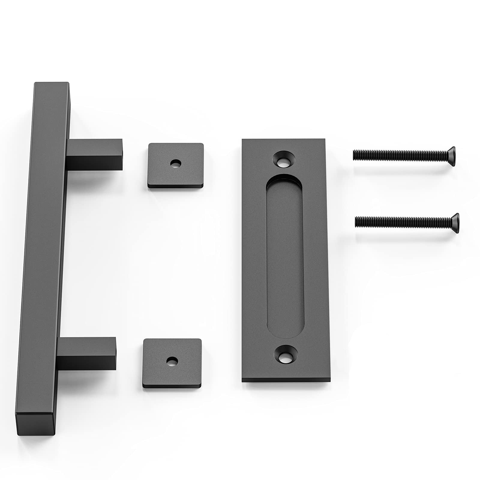 Matte Black 30cm Pull and Flush Barn Door Handle Set