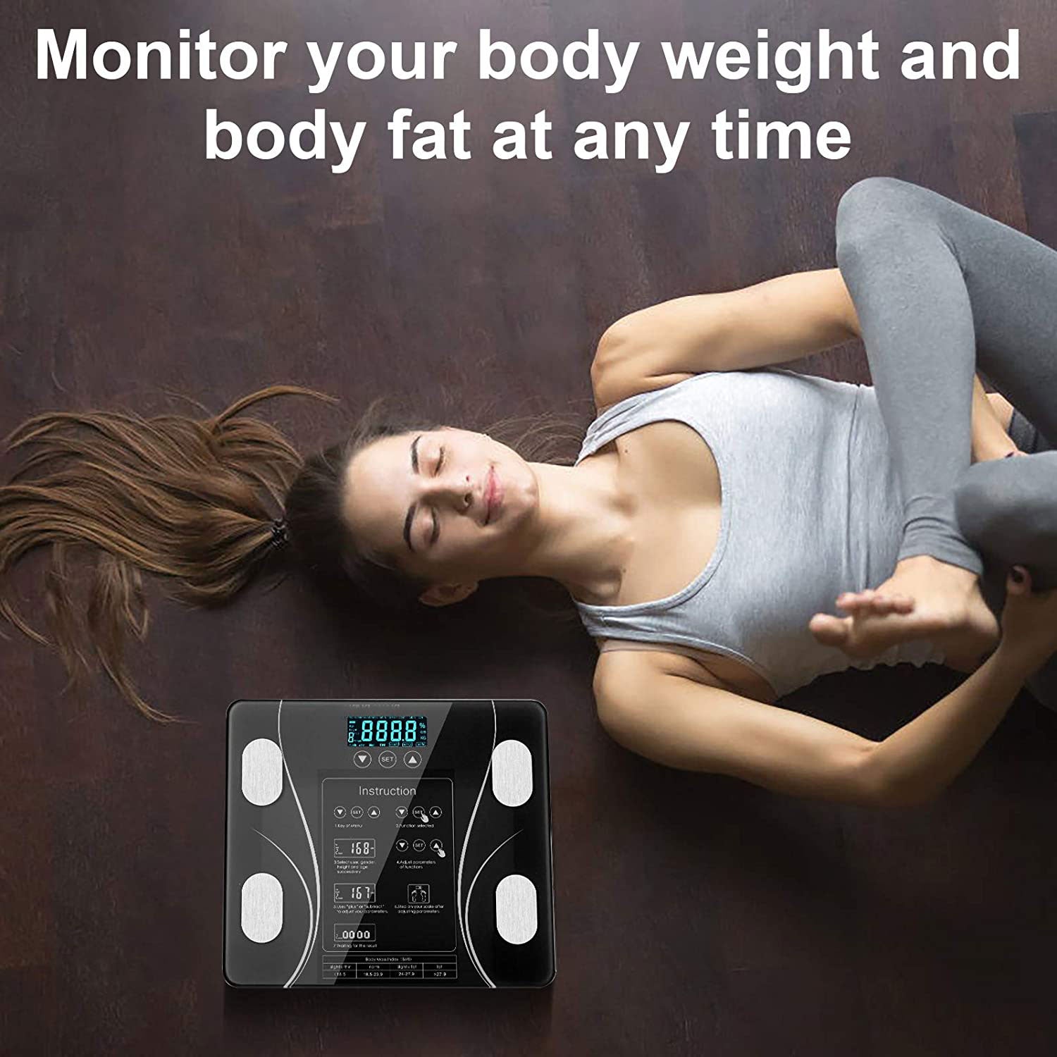 Body Fat LCD Scale, 15 Metrics, 396 lbs Capacity