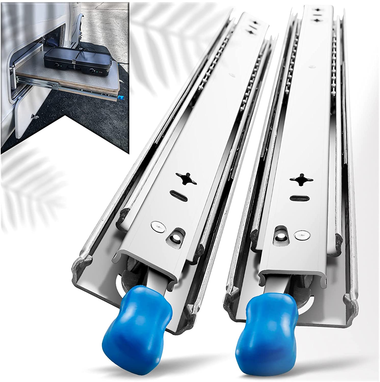 Heavy Duty 16" Drawer Slides, Locking Ball Bearing, 150KG