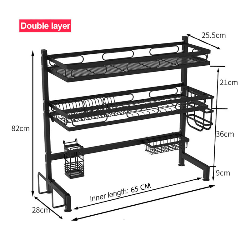 65cm 3-Tier Stainless Steel Over Sink Dish Rack Organizer