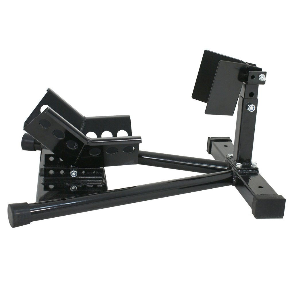 Heavy Duty Adjustable Motorcycle Wheel Chock Stand, Black