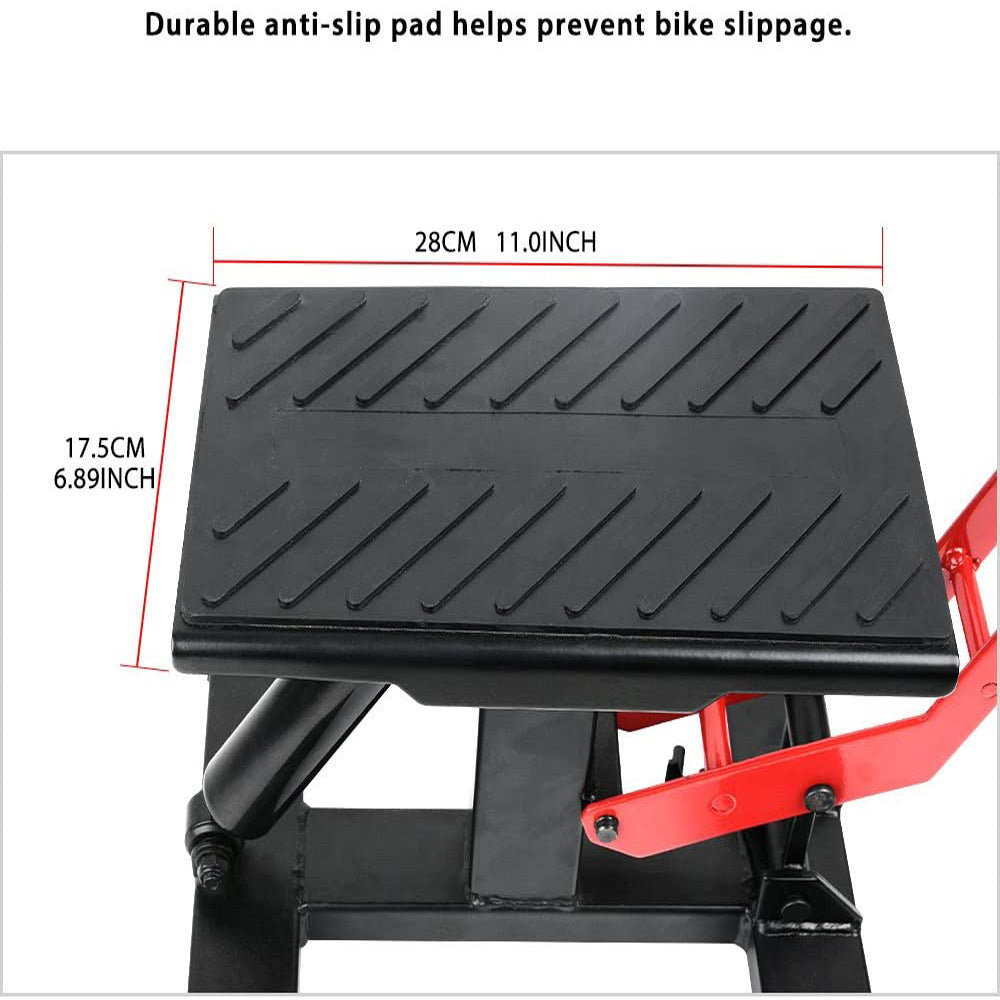 Adjustable Motorcycle Jack with Safety Pin, 330 lbs Capacity