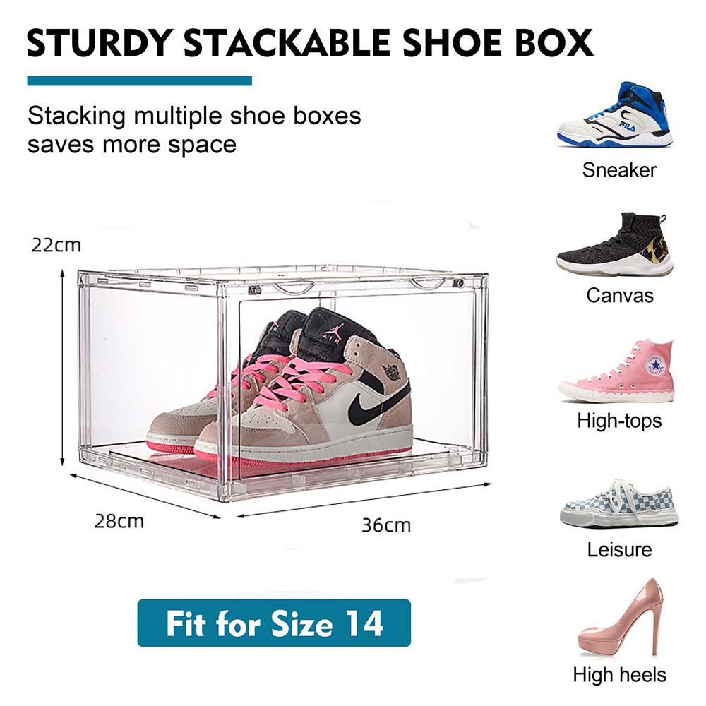Case File Shoe 1 Pack Large Acrylic Shoe Box Storage Side Door Open Stackable Boxes T