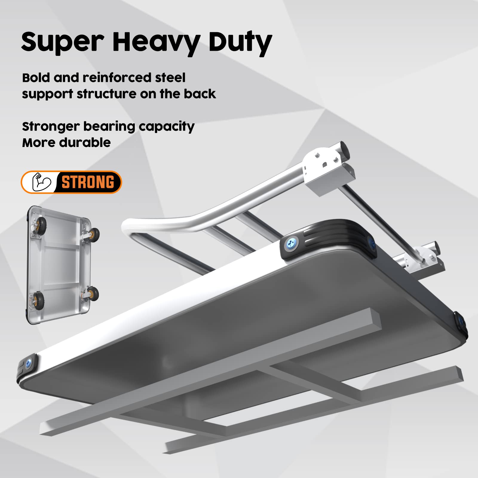 1000KG Foldable Steel Platform Truck with Brake, 90x60cm