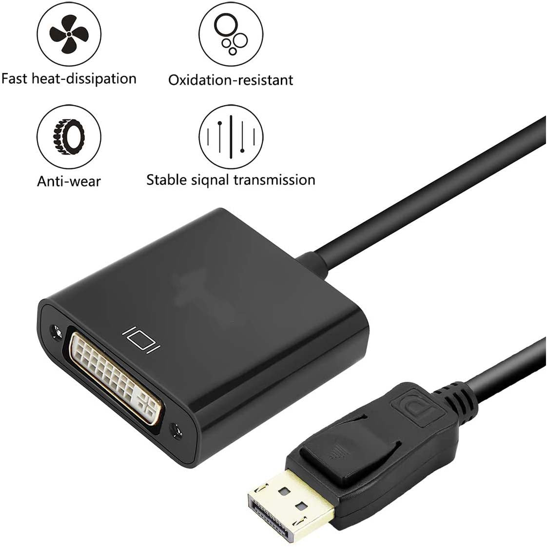 DisplayPort to DVI 1080p Adapter Cable, 24+5 Pin Converter