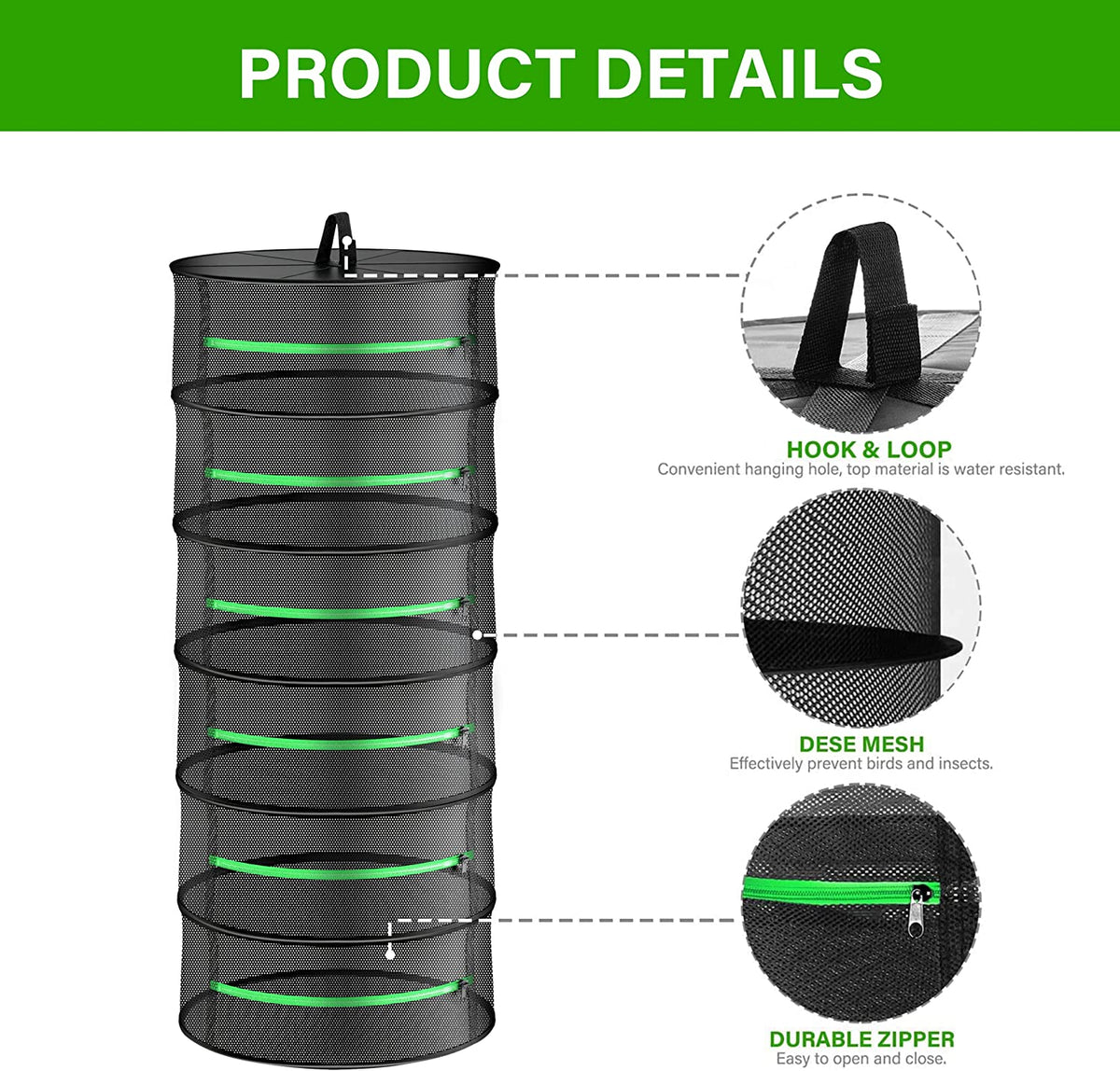 6-Layer 120cm Foldable Herb Vegetable Fruit Drying Dehydrating Rack Me