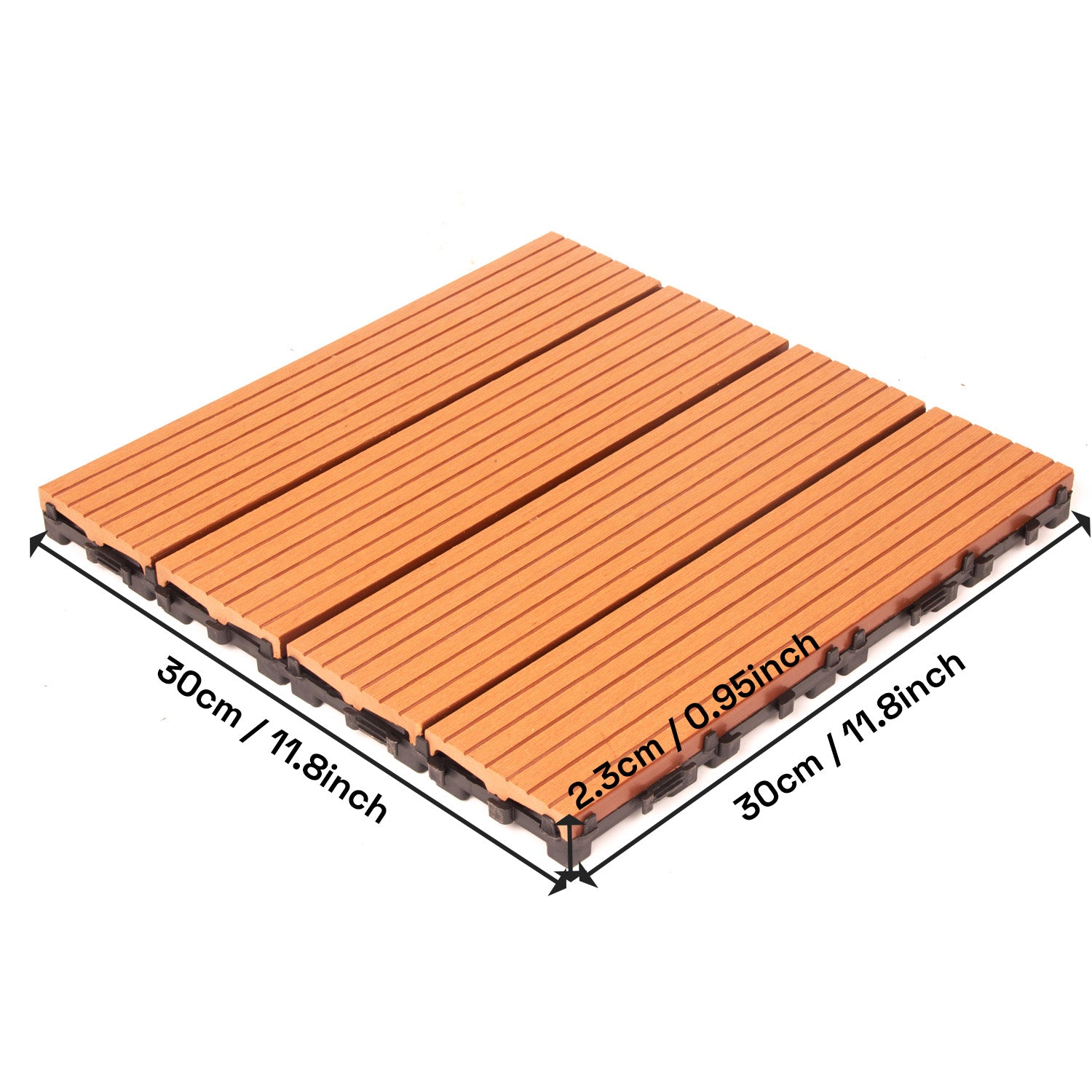 10PCS Interlocking Patio Deck Tiles 30cm x 30cm Outdoor Wood Flooring for Patio Garden Balcony Poolside