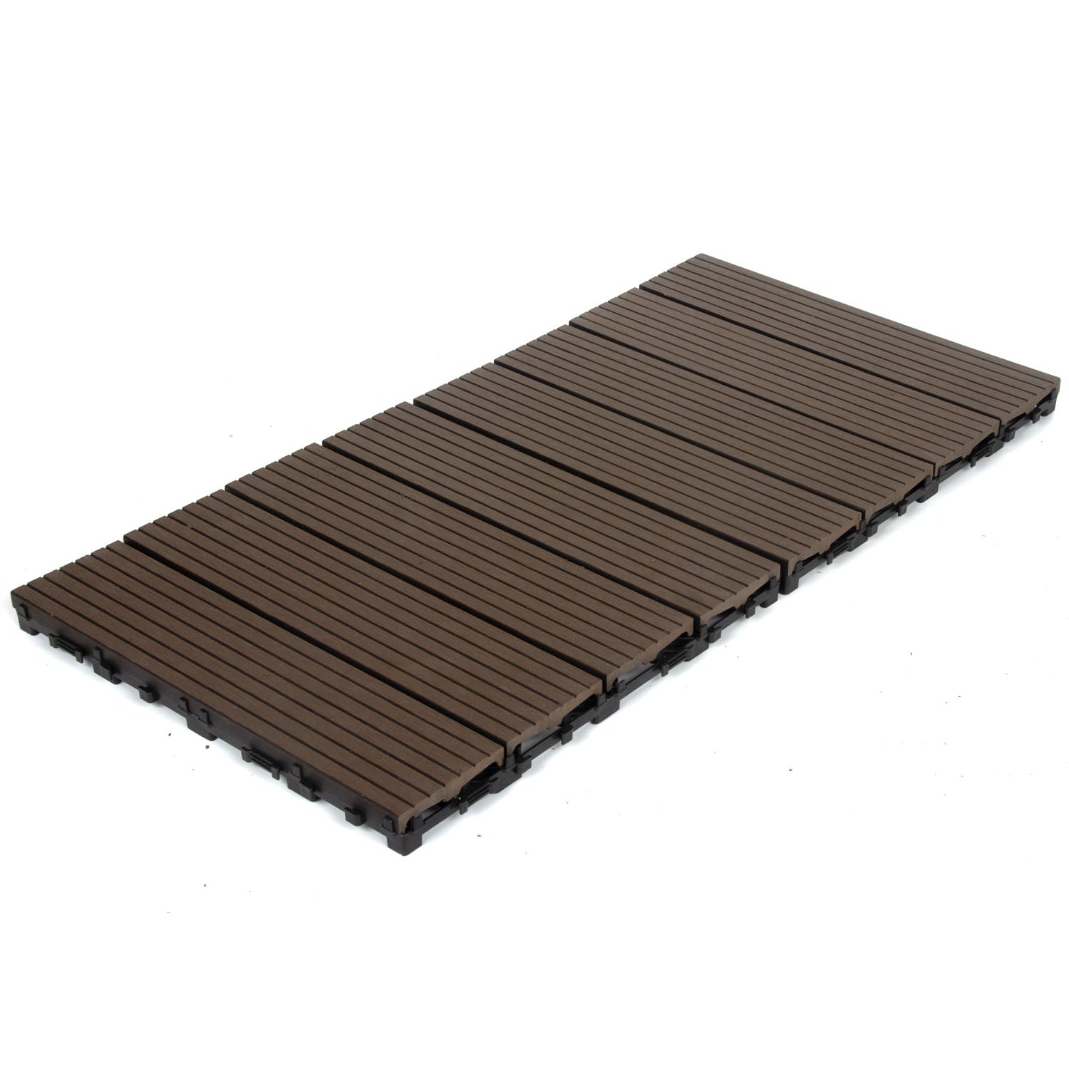 10PCS Interlocking Patio Deck Tiles 30cm x 30cm Outdoor Wood Flooring for Patio Garden Balcony Poolside Walnut