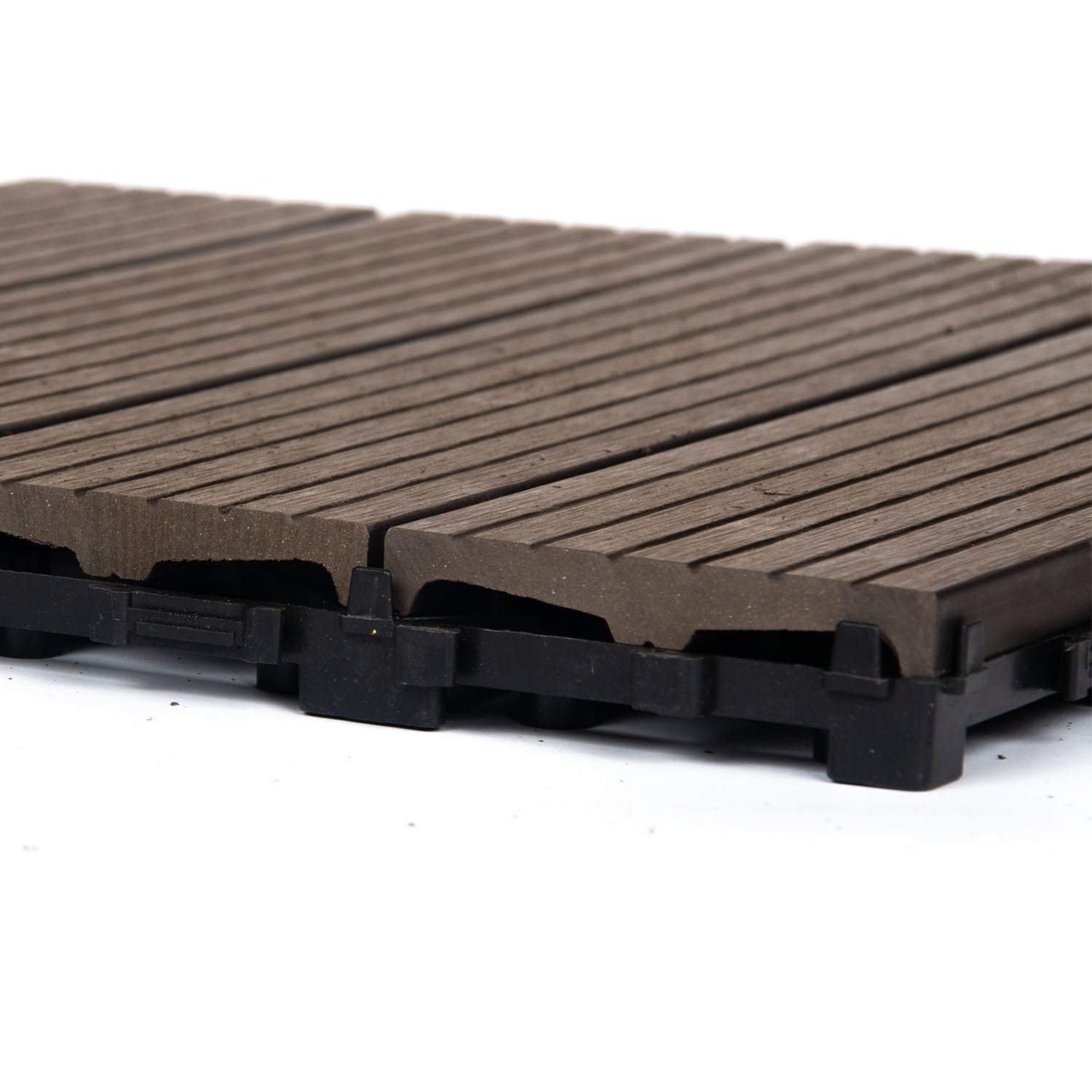 10PCS Interlocking Patio Deck Tiles 30cm x 30cm Outdoor Wood Flooring for Patio Garden Balcony Poolside Walnut